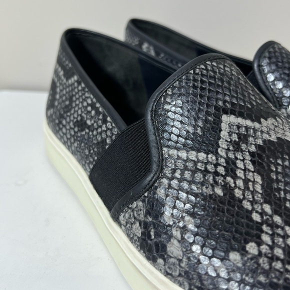 Vince Size 10 Blair Snakeskin Embossed Leather Granite Azzure Loafer Espadrille - Picture 3 of 15